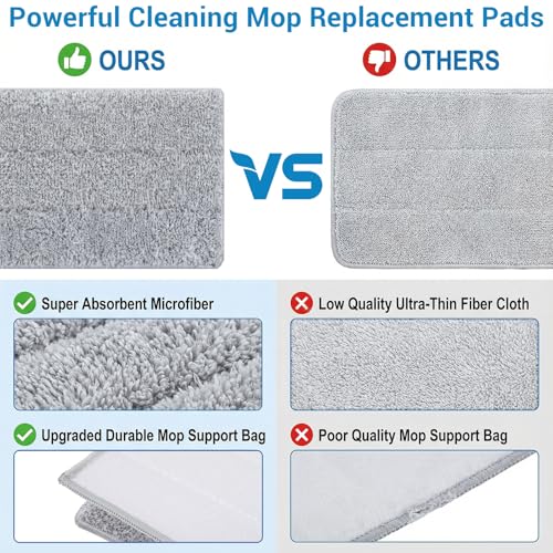 20Pcs Mop Replacement Pads, 13 * 4.9'' Universal Mop Pads Mop Head Refills Washable Wet Mop, Compatible with Most 11-13” Size Mops Microfiber Flat Mop Pad - color: White,grey