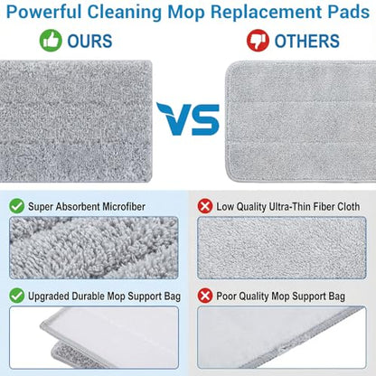 20Pcs Mop Replacement Pads, 13 * 4.9'' Universal Mop Pads Mop Head Refills Washable Wet Mop, Compatible with Most 11-13” Size Mops Microfiber Flat Mop Pad - color: White,grey