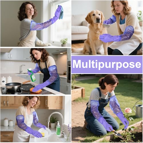 XANGNIER Long Gloves for Cleaning Bathroom,Waterproof Chemical Resistant Gloves Elbow Length,Pvc Full Arm Men & Women Reusable Glove for Gardening,Aquarium,Kitchen,Dishwashing,Household Cleaning,2pair - color: 2 Pair