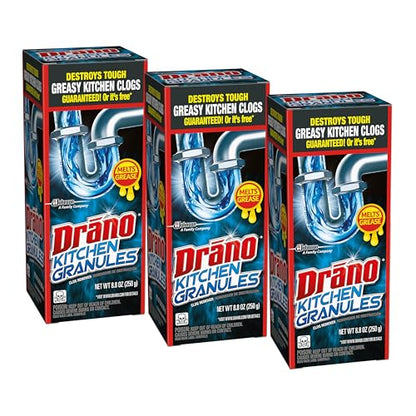 Drano Kitchen Granules Clog Remover, 8.8 oz (Pack of 3) - size: 8.8 Oz (Pack of 3)