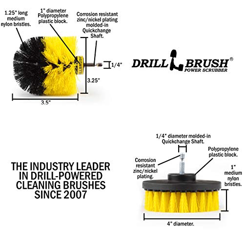 Shower Cleaning Brush - Cleaning Scrub Brush - Bathroom Cleaning Brushes - Tile Cleaning Brush - Tub Cleaning Brush - Scrub Brushes for Drills - Bathroom Power Scrubber - Home Bathroom Cleaning Tools - color: Yellow