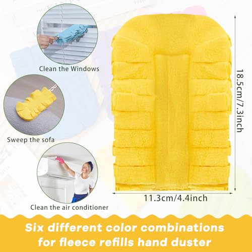 Zubebe 12 Pcs Duster Refill Reusable Fleece Duster Refills Feather Flat Dusters Multi Surface Washable Cleaning Pads Tools for Home, Blinds, Car, Pet, Furniture, Fans (Blue,White,Yellow) - color: Blue, White, Yellow