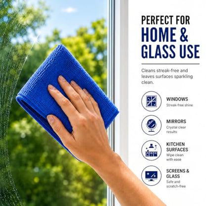 Iron Ridge Microfiber Cleaning Cloths 6-Pack, Blue, 12x12, 300 GSM | Reusable, streak-free performance for glass, kitchens, vehicles, electronics, workspaces, and everyday tasks - color: Blue