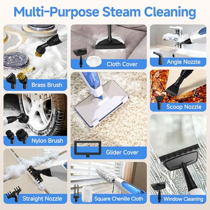 Steam Mop, 14-in-1 Detachable Steam Cleaner for Home and Floor, 1300W 228°F Deep Cleaning MultiPurpose Floor Steamer with 14 Attachments