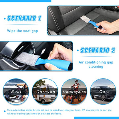 Ziciner 1 PC Double Head Brush for Car Clean, Soft Auto Interior Duster Detailing Brushes, Universal Vehicle Dashboard Screen, Air Vents, Computer etc Cleaning Tool Accessories (Blue) - color: Blue, 1 Pc