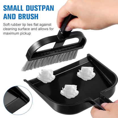 Ipetboom 2 Sets Mini Dustpan and Brush - Hand Held Broom and Dust Pan Combo Compact Nesting Design for Home Cleaning Desks Keyboard Drawers Pet Rooms Desktop Sofa Vehicle - Black 8.45x6.29x0.79in