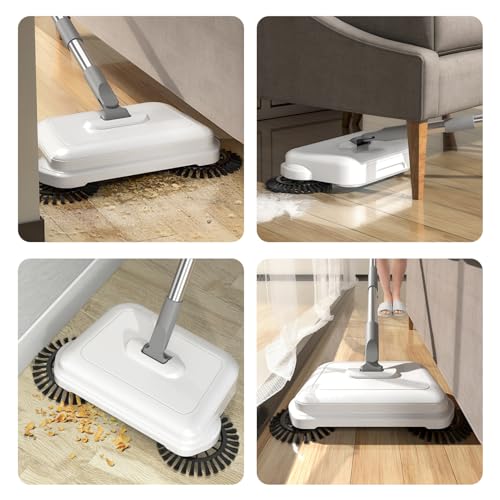 Floor Sweeper Manual Floor Sweeper, 2-in-1 360° Rotating Hand Push Sweeper, High Efficient Carpet Sweeper with Long Handle, Hanging Manual Vacuum Sweeper for Home Office