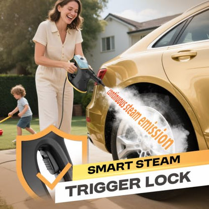 Handheld Steamers for Cleaning, 1300W High Pressure Steam Cleaner for Home and Car, 10s Fast Heat-up, Multi-Purpose Steamer with 9pcs Accessories for Grout, Tile, Couch, Kitchen (Black)
