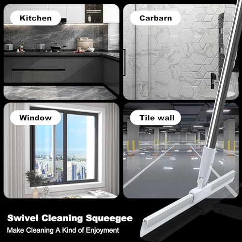 Rubber Squeegee Broom for Floor,62" Long Handle Window Squeegee, Silicone Pet Hair Remover,Magic Squeegee Broom for Indoor Cleaning,Cleans Glass, Hair, fine dust, Liquids, Suitable Smooth Floors, Rugs - size: Large (1 in 1)