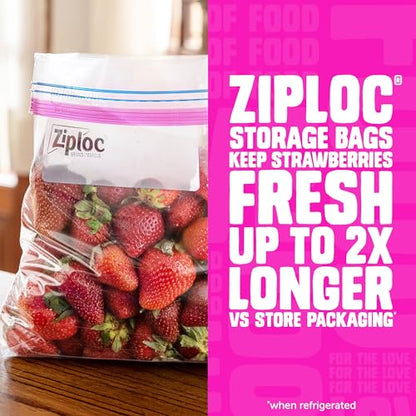 Ziploc Quart Food Storage Bags, Stand-Up Bottom, Easy to Fill, 136 Count - size: 136 Count