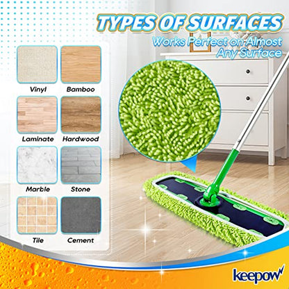 KEEPOW Reusable XL Wet Pads Refills for Swiffer XL Mop Sweeper, X-Large Dry-Sweeping / Wet-Mopping Microfiber Cloths for Surface/Hardwood Floor Cleaning, 2 Pack - size: 2 Pack, Green