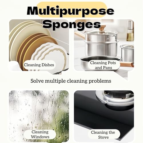 4Pack Christmas Style Scrub Sponges, Compressed Kitchen Sponges for Dishes, Durable Cleaning Sponges with Soft & Scrub Sides, Adorable Christmas Dish Sponge Set