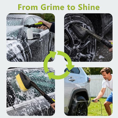 Magnetic Attachment Cleaning Kit for Portable Pressure Washers Includes Foam Sponge Head, Stiff Bristle Brush, Soap Dispenser and Quick-Connect Adapter for Car, Outdoor & Home Use - style: Magnetic Cleaning Kit