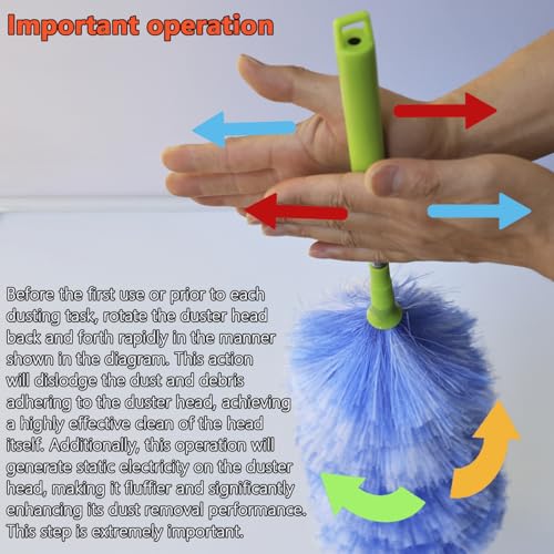 4 Pack Washable Electrostatic Duster, Extendable Pole 25" to 55", Feather Duster for Cleaning, Electrostatic Feather Duster
