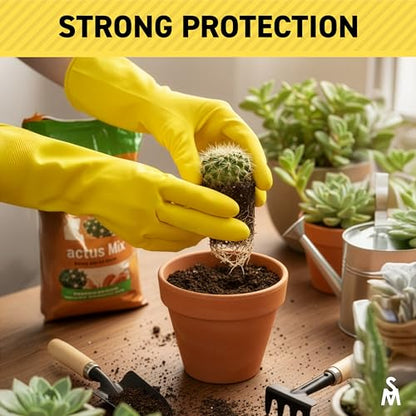 SteadMax 3/6 Pairs Cleaning Gloves, Reusable Natural Rubber Dish Gloves, Non-Slip Gloves for Kitchen and Household - color: 3 Pack (L)