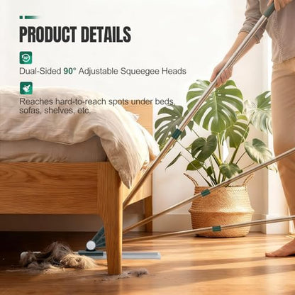 29"-49" Telescopic Pole Floor Squeegee for Concrete Floor, 21.85" Wide Heavy-Duty Squeegee with Detachable Stiff Brush, Large Squeegee Broom for Tile Floor, Garage, Swimming Pool, Bathroom - size: 21.9" wide