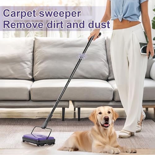 Carpet Sweeper Manual - Floor Sweeper for Home Office, 6.7 Inch Width