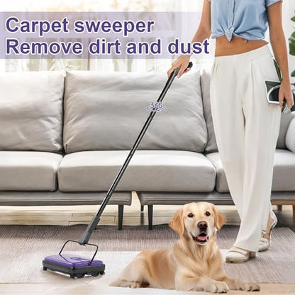 Carpet Sweeper Manual - Floor Sweeper for Home Office, 6.7 Inch Width