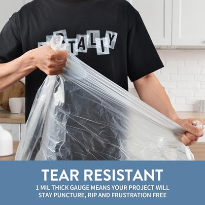 16 Gallon Trash Bags with Drawstring, Clear plastic bags, 105 Count | Tear Free, Fit 16-18 gal, Large Strong Trash Can Liners, Heavy Duty Compactor Bags, For Home Kitchen Office Lawn Commercial - style: 16-18 Gallon (105 Count, Clear)