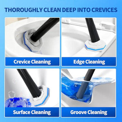 Disposable Toilet Bowl Brush with 36 Toilet Wand Refills Pads Replacement Heads, Toilet Cleaning Stick,Toilet Bowl Cleaner Wands Holder and Set, Toilet Cleaning System Starter Kit - style: Toilet brush+36 refills