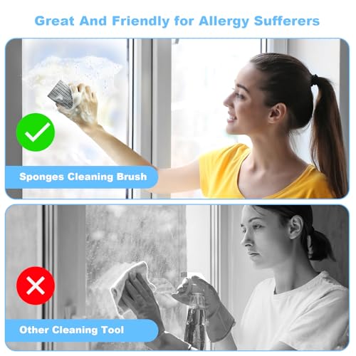 4 Pack Damp Clean Duster Sponge, Magic Sponge Eraser for Household Cleaning, Reusable Dusters Cleaning Supplies for Housekeeping, Dish, Blinds, Glass, Baseboards,Window Track Grooves and Faucets
