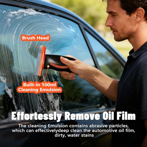 KEHOO 2026 New Handheld Glass Oil-Film Remover, Glass Oil Film Remover for Car, Glass Emulsion Cleaner Cleaning Board, Automotive Oil Film Cleaning Brush for Car Windows