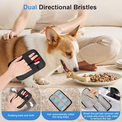 2 Pcs Static Pet Hair Remover and Scraper : Electrostatic Pet Hair Removal Gloves, Reusable Cat Dog Hair Remover Tool, Pet Hair Remover for Furniture, Carpet, Clothes, Car Seat