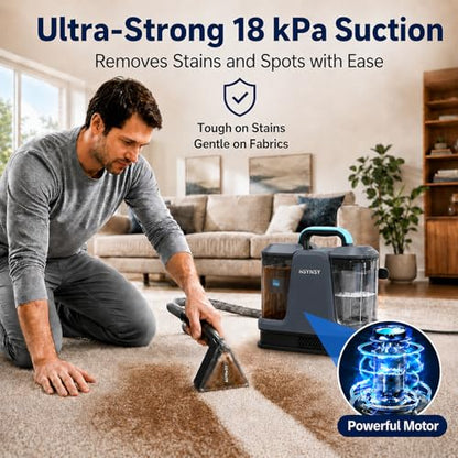 Upholstery Cleaner Machine & Carpet Cleaner | Portable Spot Cleaner with Strong Suction and Scrubbing Brush for Pet Stains, Spills on Couches, Rugs, Mattresses, Car Interiors (Gray) - color: Gray
