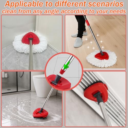 Mop Heads Replacement for Ocedar, Spin Mop Replace Head Scrubber for Ocedar EasyWring 1 Tank, Include 4 Pack Microfiber Spin Mop Refills & 1 Pack Scrub Brush 1 Pack Base for O Cedar | Deep Cleaning Machine Washable, Durable, Reusable, Easy Installation
