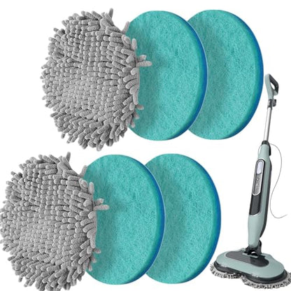 Frescares 6 Packs Steam&Scrub Mop Pads Replacement Power Pads Compatible with Shark,S8201 S8001 S7001 S7201 S7000AMZ S7000 S7005 S7020 S7001C Dirt Grip Scrub Adsorb Washable Pad - color: 2grey4green