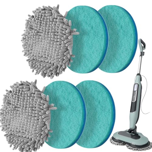 Frescares 6 Packs Steam&Scrub Mop Pads Replacement Power Pads Compatible with Shark,S8201 S8001 S7001 S7201 S7000AMZ S7000 S7005 S7020 S7001C Dirt Grip Scrub Adsorb Washable Pad - color: 2grey4green