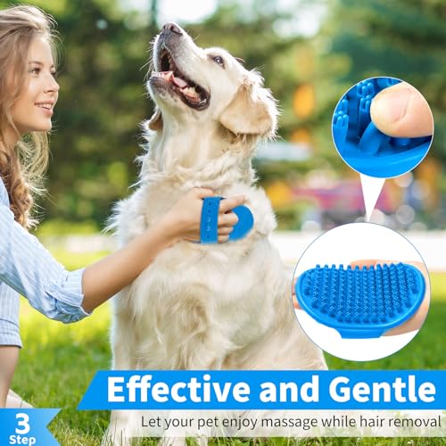 Comotech 6PCS Dog Bath Brush & Dog Toothbrush | Adjustable Handle Shampoo Brush & Scrubber for Short & Long Haired Dogs & Cats | Effectively Solve Odor & Stain Removal Problems (Blue Blue Blue.) - color: Blue Blue Blue
