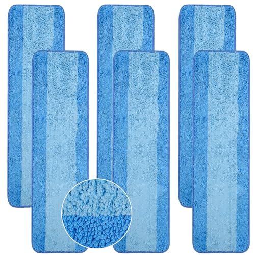 6 Pack Microfiber Cleaning Pads are Compatible with Bona Mop,18 Inch Replaceable Mop Pad Refill,Washable & Reusable Blue Microfiber Mop Pads for Hardwood and Hard-Surface Floors - size: 6PCS