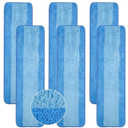 6 Pack Microfiber Cleaning Pads are Compatible with Bona Mop,18 Inch Replaceable Mop Pad Refill,Washable & Reusable Blue Microfiber Mop Pads for Hardwood and Hard-Surface Floors - size: 6PCS