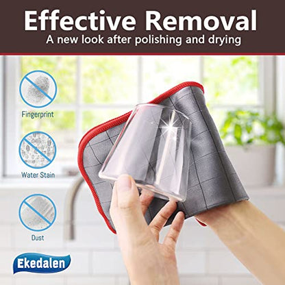 Lint Free Carbon Microfiber Cleaning Cloth Glass Window Polishing Streak Free Miracle Easy Clean Rag Reusable for Mirror Kitchen Dish Auto Detailing, Pack of 6, 12"x12", 400GSM - color: Grey-red, 12 X 12 Inch