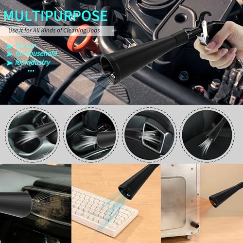 GOCCIDA Car Dry Cleaning Gun,Tornado Air Gun,High Pressure Air Blow Gun,Fast Interior Dryer Car Detailing Kit,Vortex Air Cleaning Tool for Car Detailing(2 Set Nozzle) - style: HCL-15black2