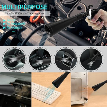 GOCCIDA Car Dry Cleaning Gun,Tornado Air Gun,High Pressure Air Blow Gun,Fast Interior Dryer Car Detailing Kit,Vortex Air Cleaning Tool for Car Detailing(2 Set Nozzle) - style: HCL-15black2