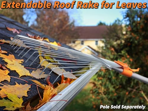 36 Foot High Reach Telescoping Duster Kit, Vinyl Siding Brushes & Metal Leaf Rake with 7-30 ft Extension Pole // Exterior and Interior House Cleaning and Gardening Kit