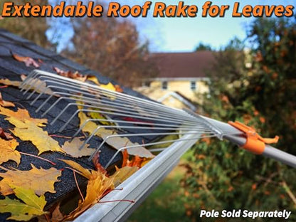 36 Foot High Reach Telescoping Duster Kit, Vinyl Siding Brushes & Metal Leaf Rake with 7-30 ft Extension Pole // Exterior and Interior House Cleaning and Gardening Kit