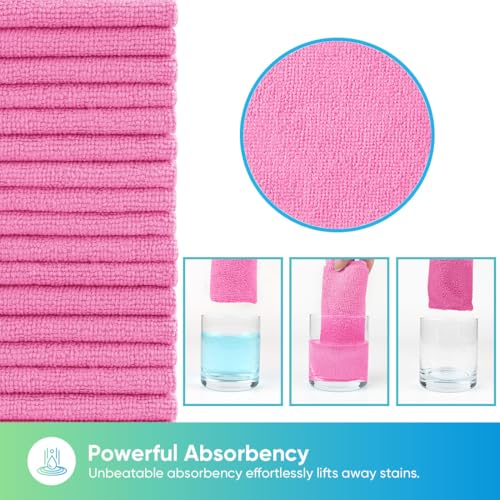 HOMEXCEL Pink Microfiber Cleaning Cloths, 20 Pack Cleaning Rags - Lint Free & Scratch-Free Microfiber Towels for Cars, House & Kitchen, Absorbent Cleaning Towels, 11.5 x 11.5 Inch - color: Pink