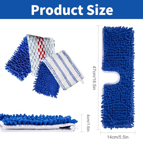 4 Pack Mop Heads Replacements Compatible with O-cedar Dual-Action Flip Mop, Chenille + Microfiber Mop Refills for Dry/Wet Use, Reusable and Machine Washable Dust Mop Cloths for Hardwood Floor Cleaning - color: 4pcs Blue&red
