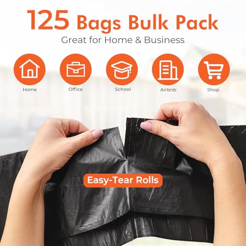 Delxo 40-45 Gallon Trash Bags, 125 Count, 40×48'' Large Black Garbage Bags – Light-to-Medium Duty Star-Seal Can Liners for Home, Kitchen, Yard & Office – Bulk Value Pack, Made in USA - color: 45Gal-125Ct(Black)