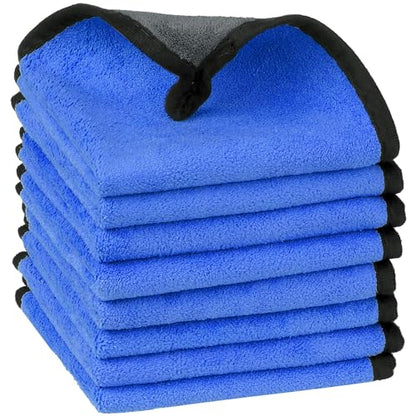 uxcell Car Cleaning Cloths, 8 Pack Soft Premium Microfiber Towels with Hang Loop for Household Cleaning, Reusable Car Cleaning Wipes Lint Free Streak Free Cloths 12" x 12" Blue - color: Blue, size: 12" x 12"
