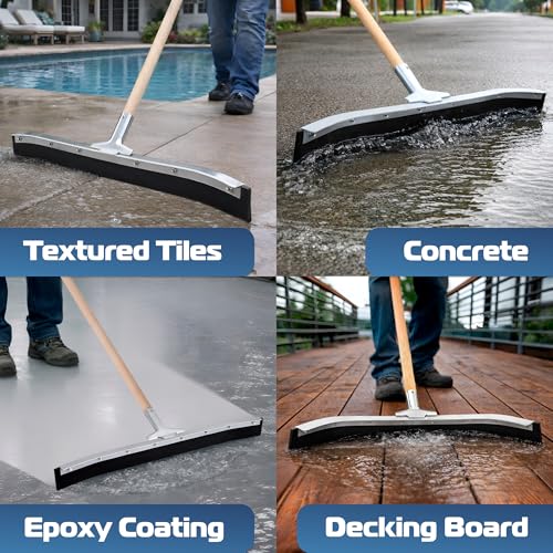 DSV Standard Curved Floor Squeegee 24’’, Rubber Blade Garage Squeegee, Taper Pole Connection - Handle Sold Separately for Tiles, Concrete and Asphalt - size: 24-inch