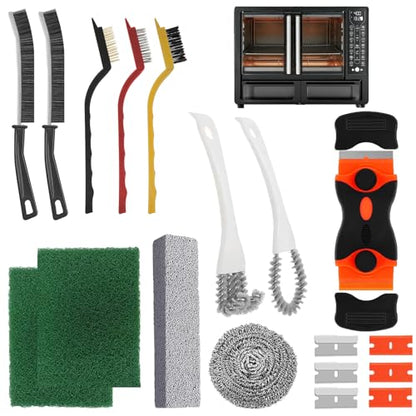 Heavy Duty Oven Cleaner Brush Set, Oven Cleaning Accessories Tools, for Deep Cleaning Stoves, Grills, Ovens & Kitchen Surfaces - Removes Tough Grease & Carbon Buildup