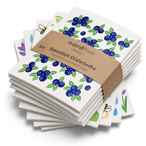 Nordhus Design Swedish Dishcloths, Reusable Cleaning Cloths for Kitchen - color: 2. Nordic Garden