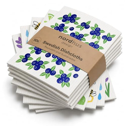 Nordhus Design Swedish Dishcloths, Reusable Cleaning Cloths for Kitchen - color: 2. Nordic Garden
