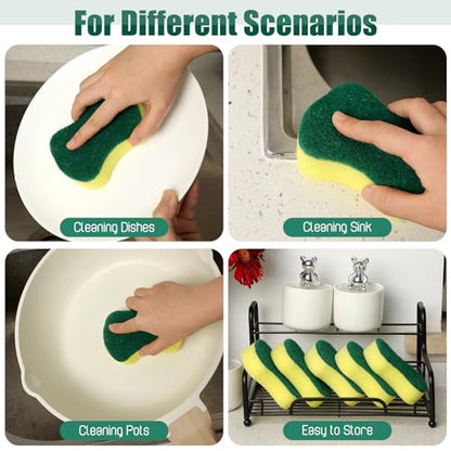 Tanlade 240 Pcs Individually Wrapped Sponges Kitchen Bulk Non Scratch Scouring Sponges for Dishes Household Cleaning Travel Apartments Hotel Car - color: Yellow Green