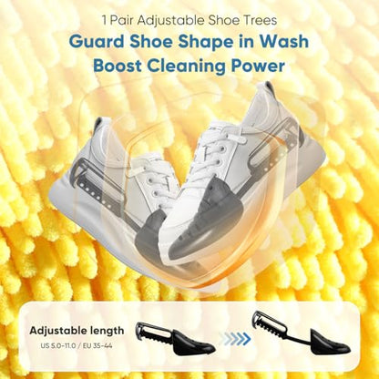 Teletrogy Shoes Laundry Bag Keep Shoes Clean, Shoe Wash Bag for Washing Machine, Durable Zipper Laundry Washing Bag, Sneaker Tennis Cleaner Kit Adjustable Shoe Trees - Home Dorm Travel Essentials - color: Yellow