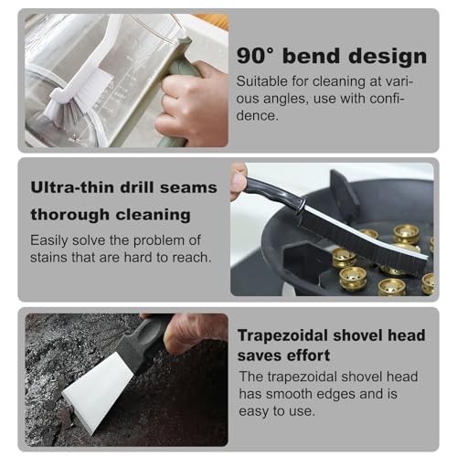11 Pcs Crevice Cleaning Brush Set-Hard Bristle Grout Cleaning Supplies Brushes with Scraper for Kitchen Sink Bathroom Toilet - color: Mixed Color 11-piece Set